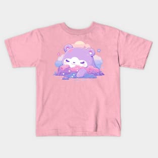 Cute Fluffy Purple Baby Kawaii Cloud Bear Kids T-Shirt
